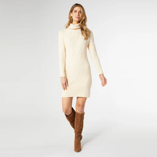 Cream Catalina Roll Neck Sweater Dress