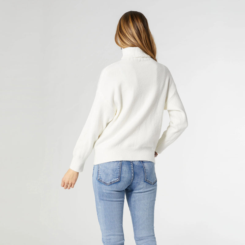 Cream Lilibet Cable Knit Turtleneck Sweater