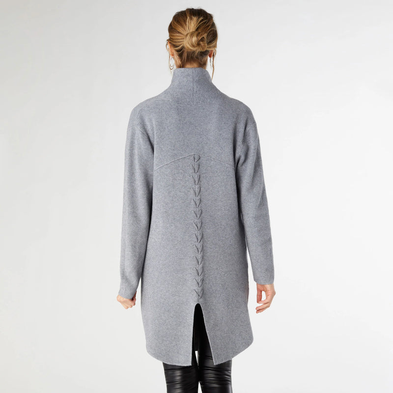 Grey Heavenly Luxe Long Cardigan With Lattice