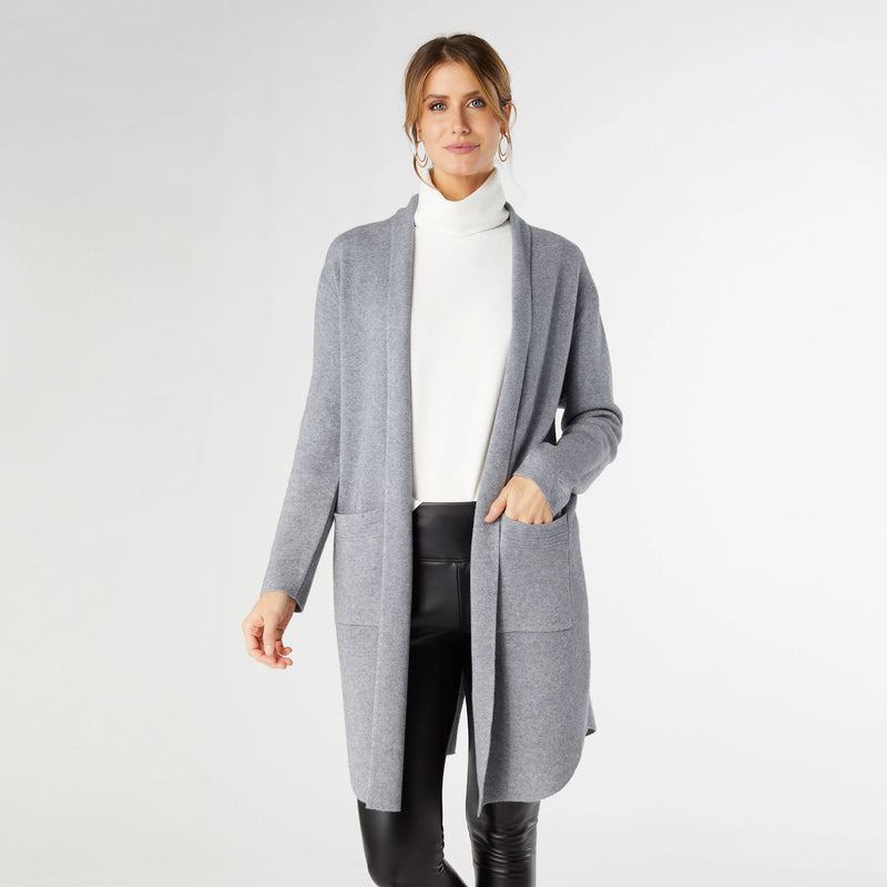 Grey Heavenly Luxe Long Cardigan With Lattice