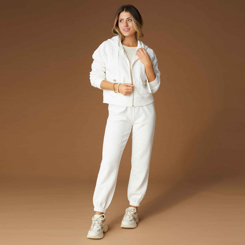 Winter White Phoenix Quilted Zip Hoodie & Pants