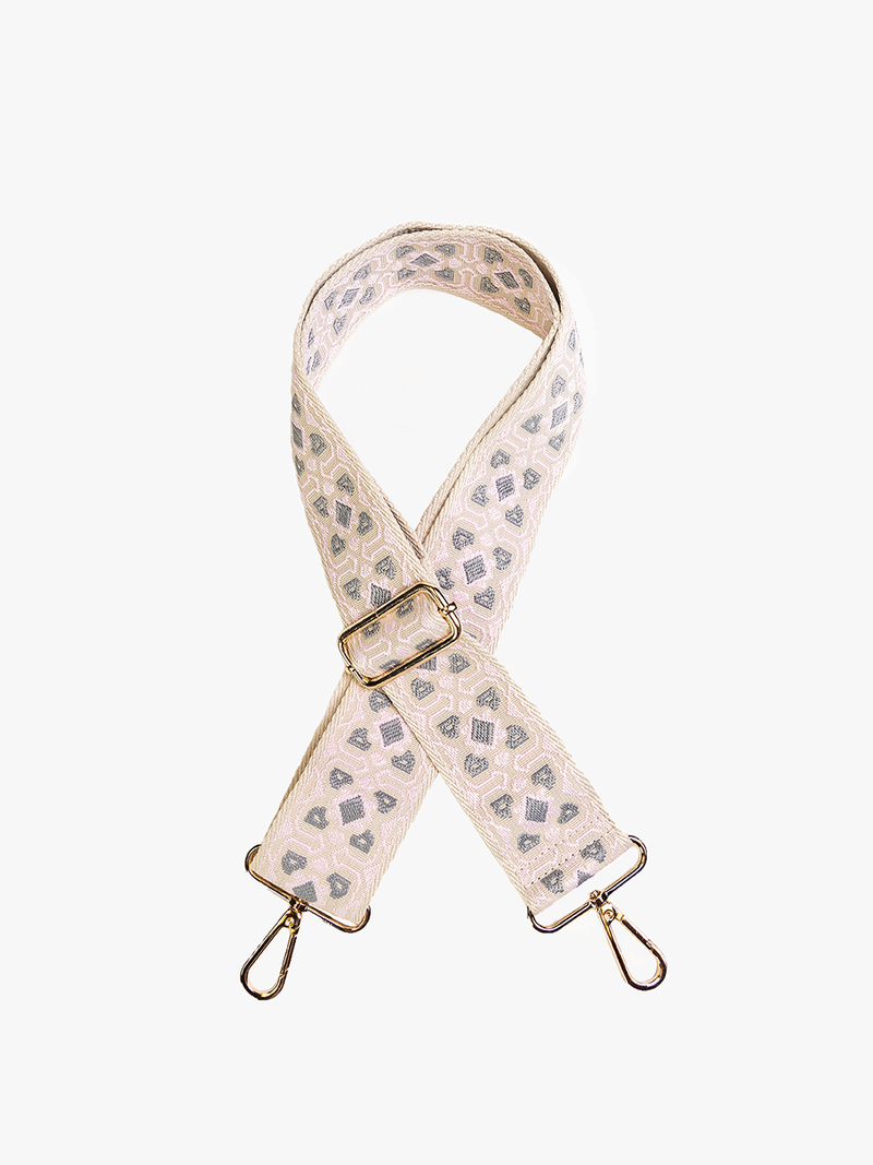 Light Pink & Green Clover Guitar Strap