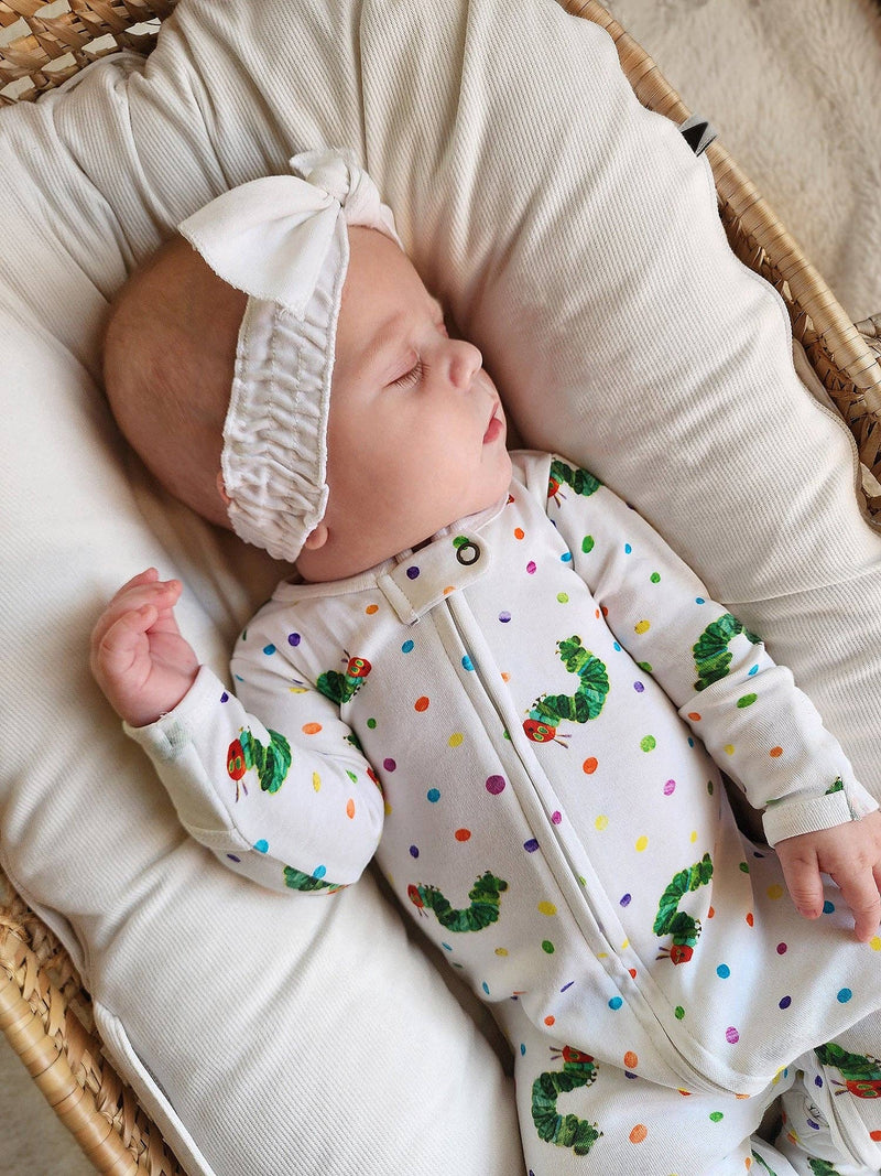 Organic 2-Way Zipper Footie in Caterpillar