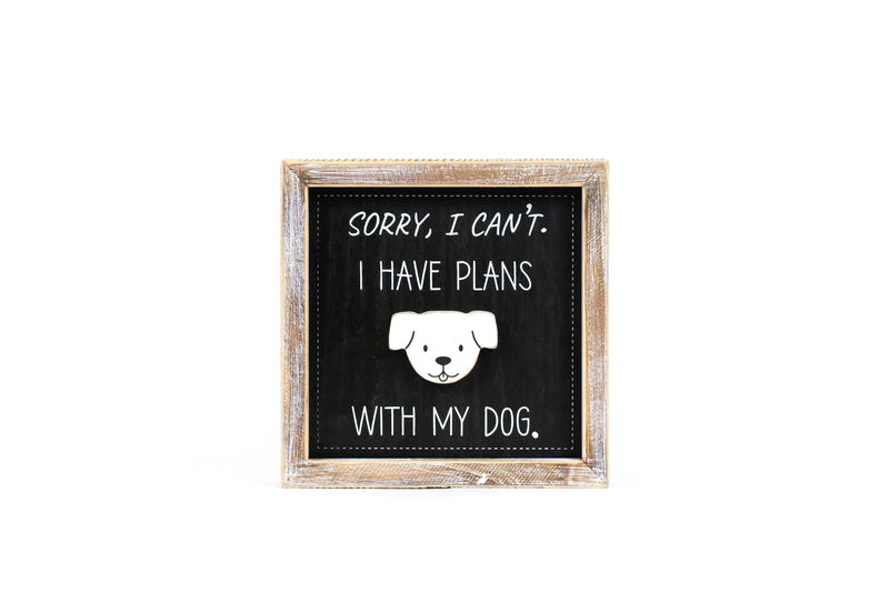 7x7x1.5 Reversible Wood Framed Sign (SORRY) PETS