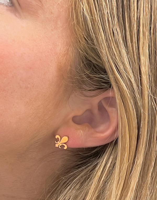 Fleur De Lis Gold Stud Earrings