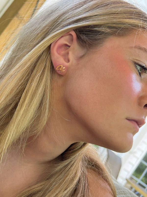 Ole Miss Gold Stud Earrings
