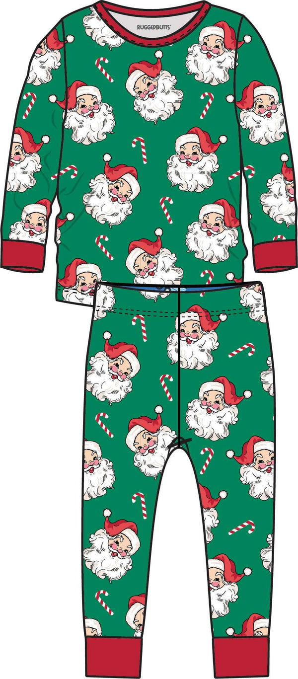 Kids Green Santa Joy Modal Blend Long Sleeve Pajama Set