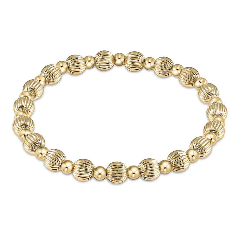 Dignity Grateful Pattern 6mm Bead Bracelet  - Gold