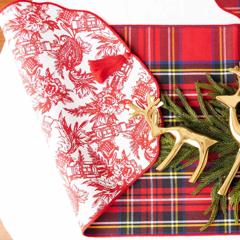 Nutcracker Toile Tassel Table Runner
