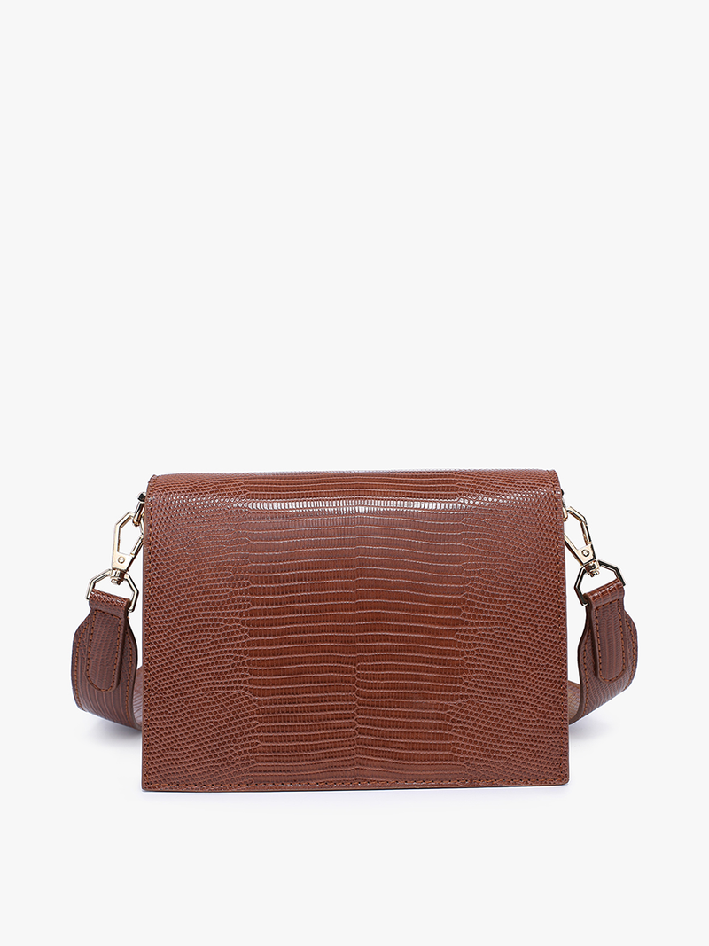 Crocodile Embossed Crossbody: Brown