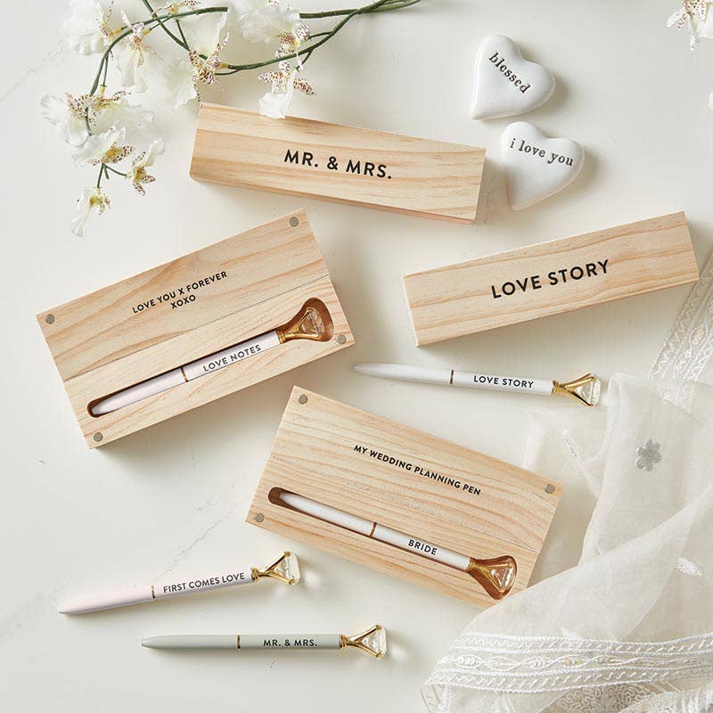 Wood Box with Gem Pen - Bride