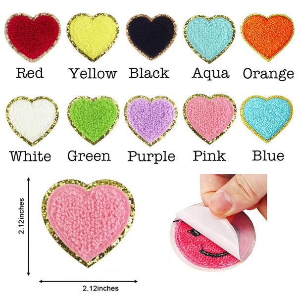 Self Adhesive Chenille Symbol Patches: Aqua / Heart