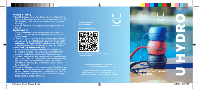 U Hydro Waterproof Speaker: Black