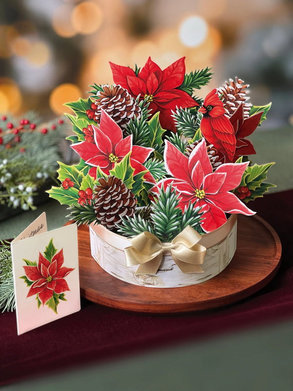 Birch Poinsettia Pop Up Greeting Card