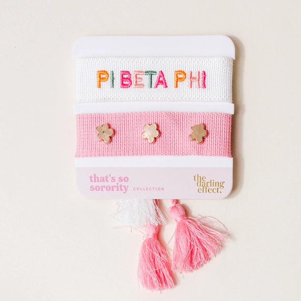 Pi Beta Phi Woven Bracelet Set