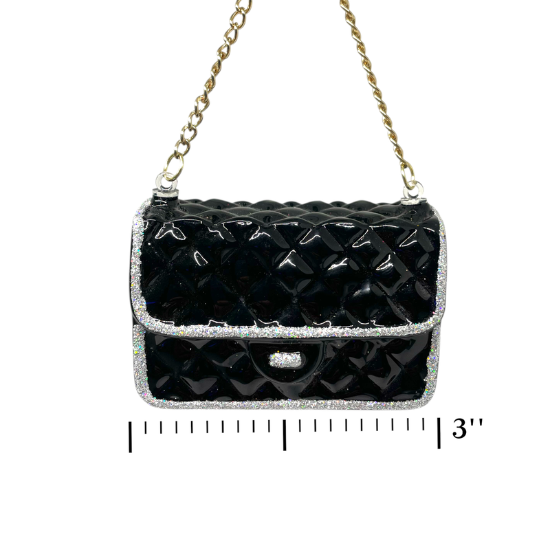 Quilted Purse Glass Christmas Ornament