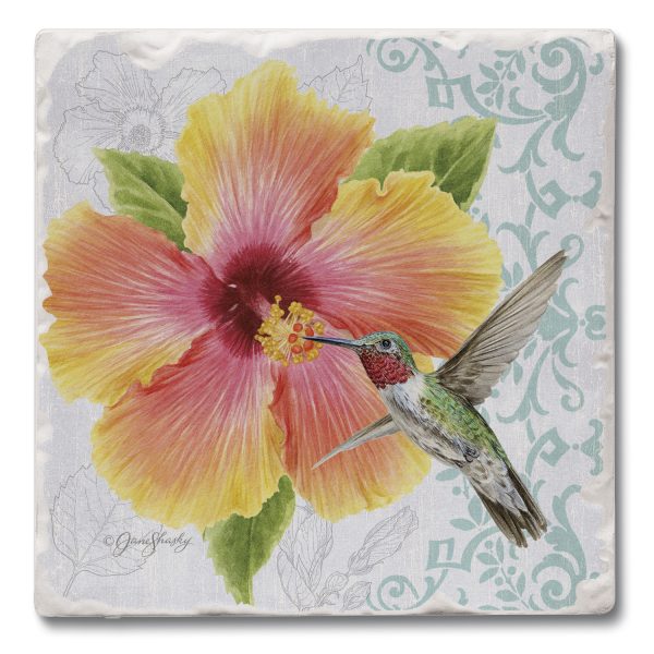 Hibiscus Single Square Coaster