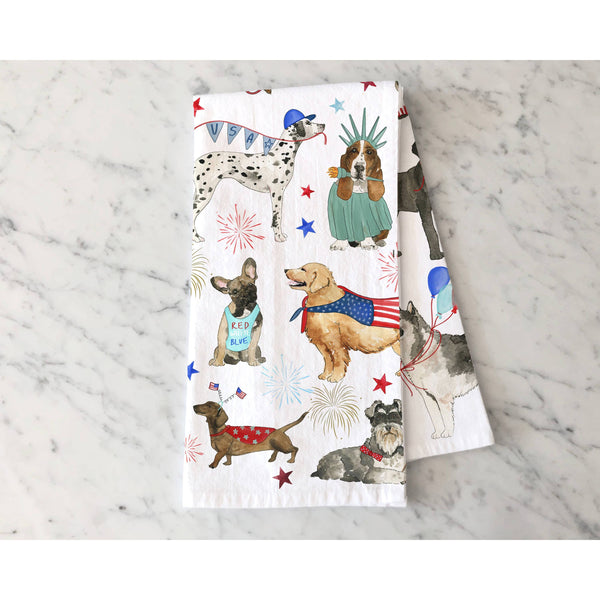 Patriotic Dogs Kitchen Towel