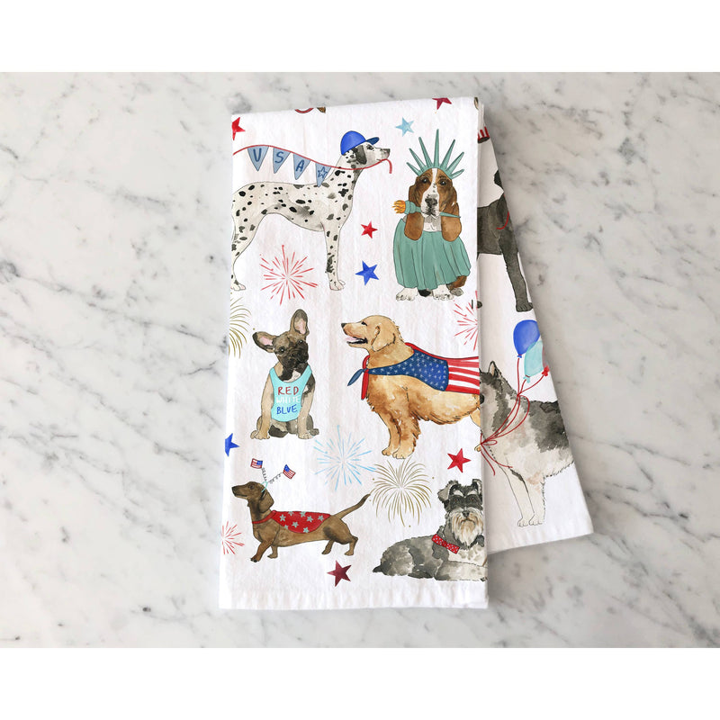 Patriotic Dogs Kitchen Towel