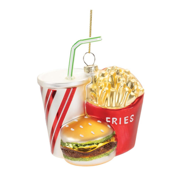 Burger/Fries/Drink Ornament 4.5" Glass