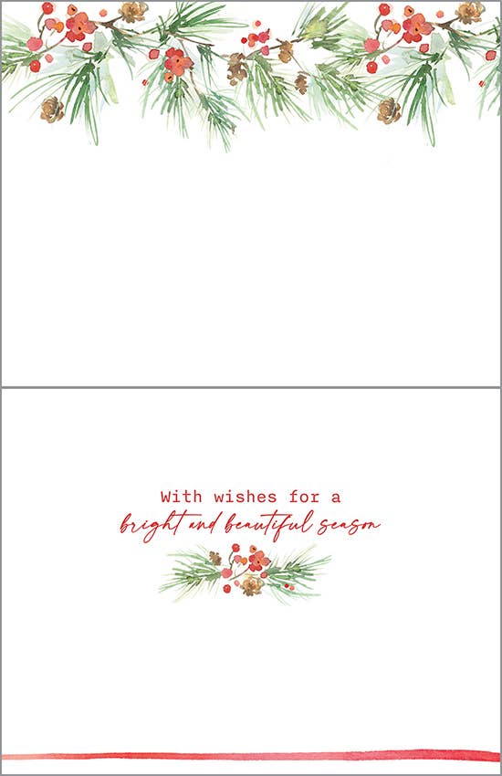 Box/Pack Christmas Card - Cardinal on Pine: Clear Pack of 10