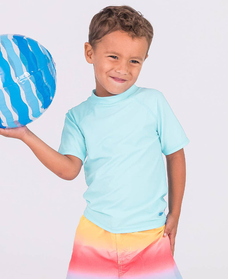 Boys Tropical Breeze Blue Short Sleeve Rash Guard
