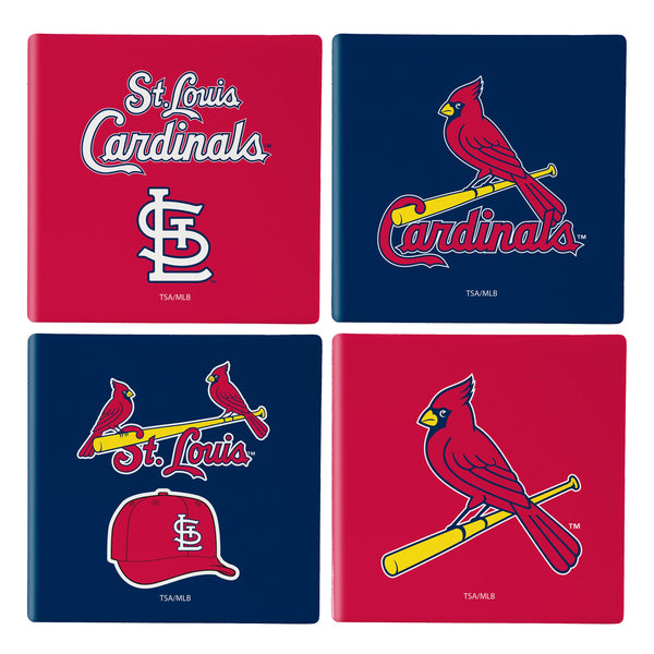 St. Louis Cardinals Ceramic Coasters Set of 4 With Wood Caddy