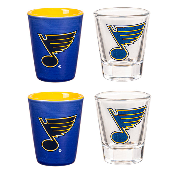 St. Louis Blues 4 Piece - 2 Ounce Shot Glass Set