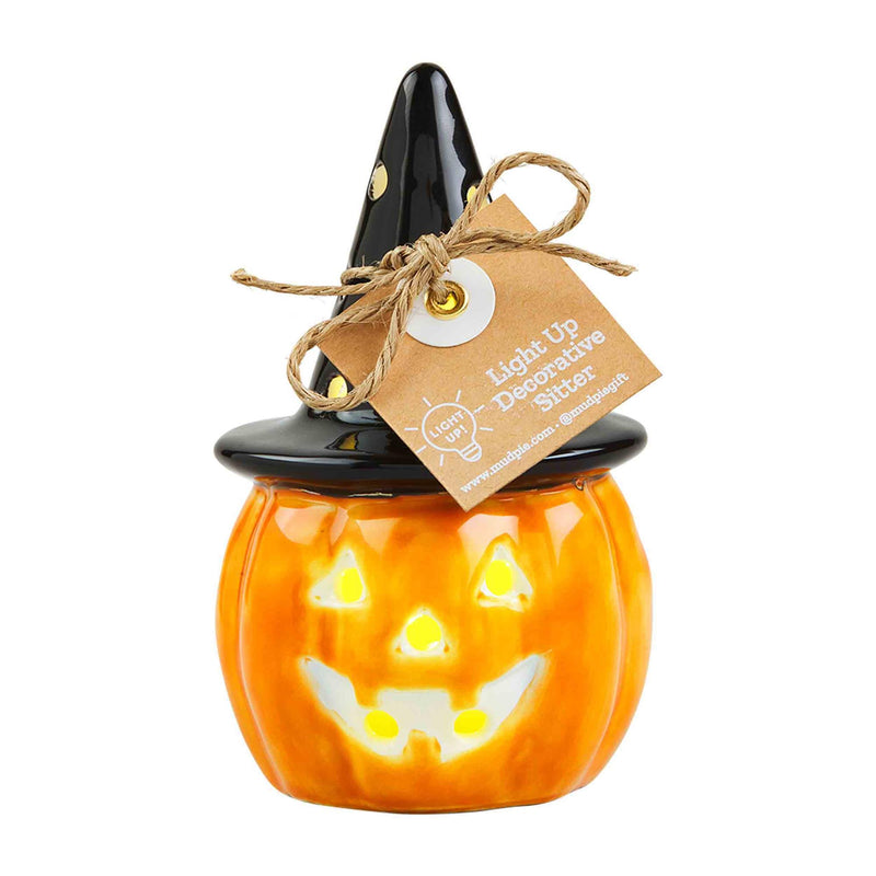 Light Up Witch Jack-O-Lantern Sitter