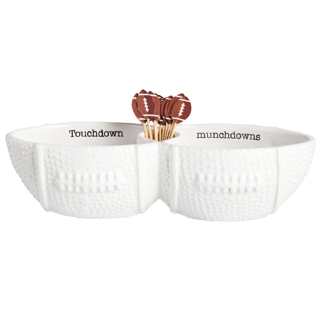 Mud Pie Football Toothpick Server Set