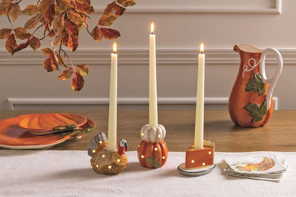 Pumpkin Light Up Taper Holder