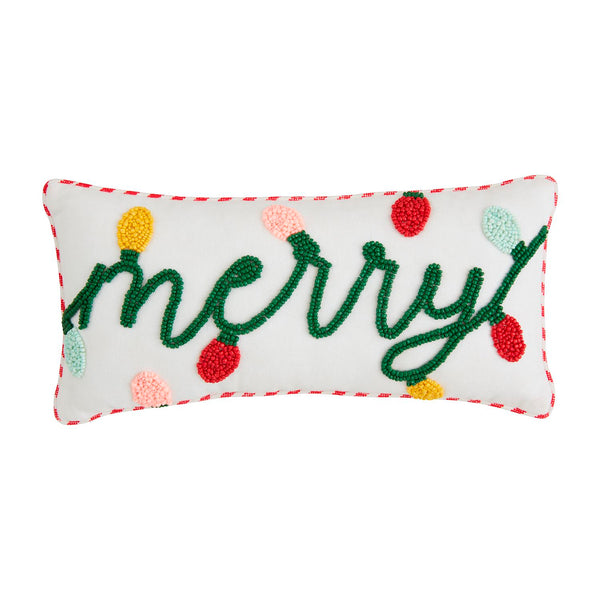 Merry Mini Beaded Christmas Pillow