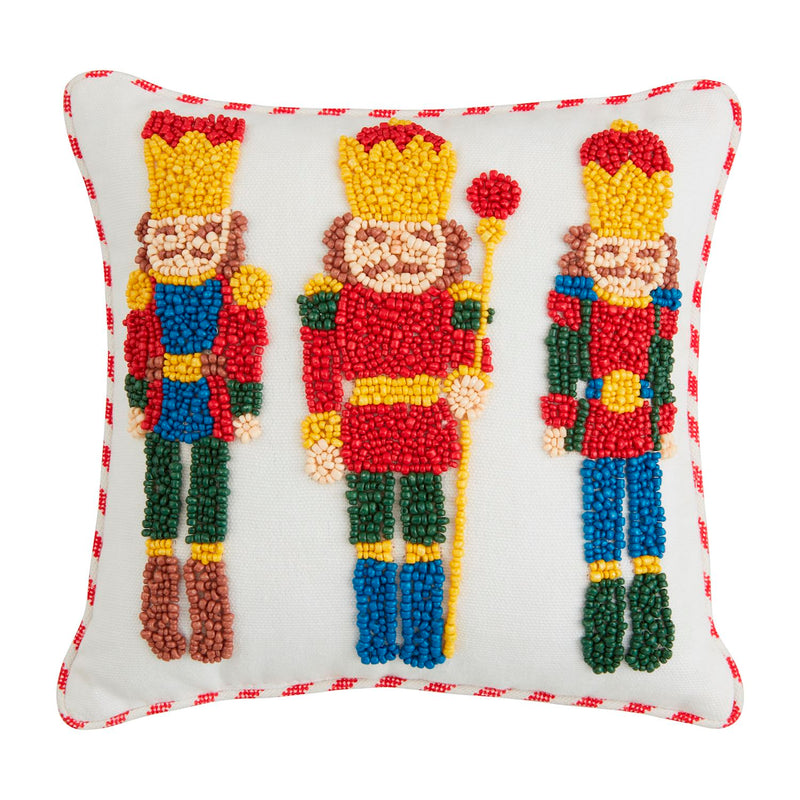 Nutcracker Christmas Beaded Pillow