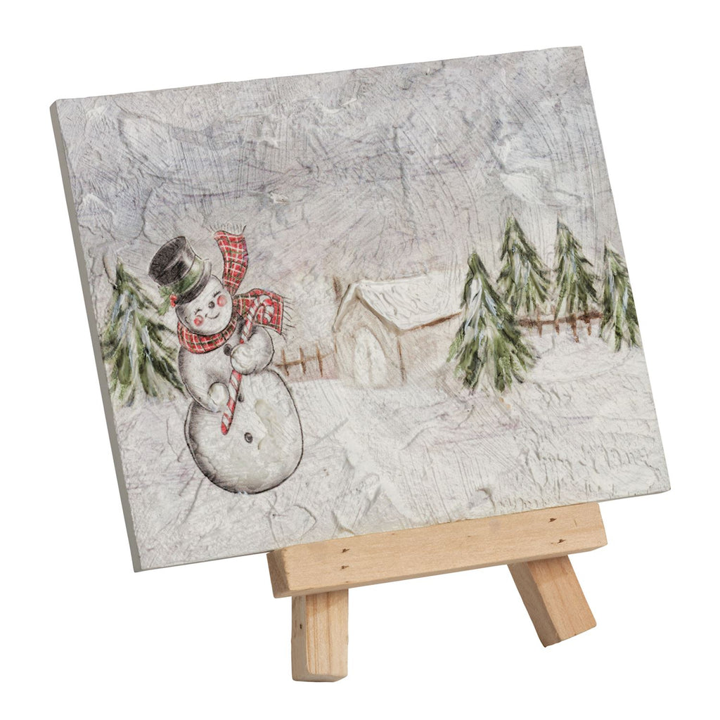 Snowman Christmas Art Plaque - Thumbnail 2