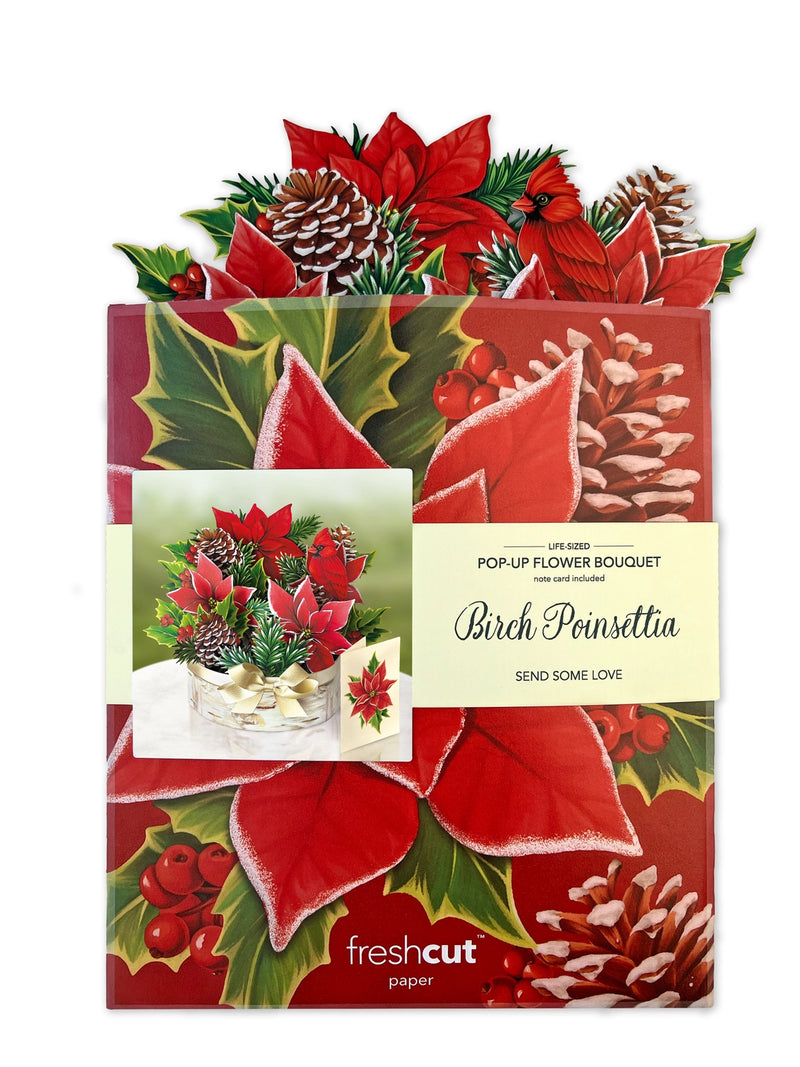 Birch Poinsettia Pop Up Greeting Card