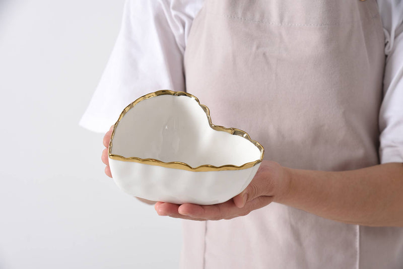 Portofino Heart Bowl - White & Gold