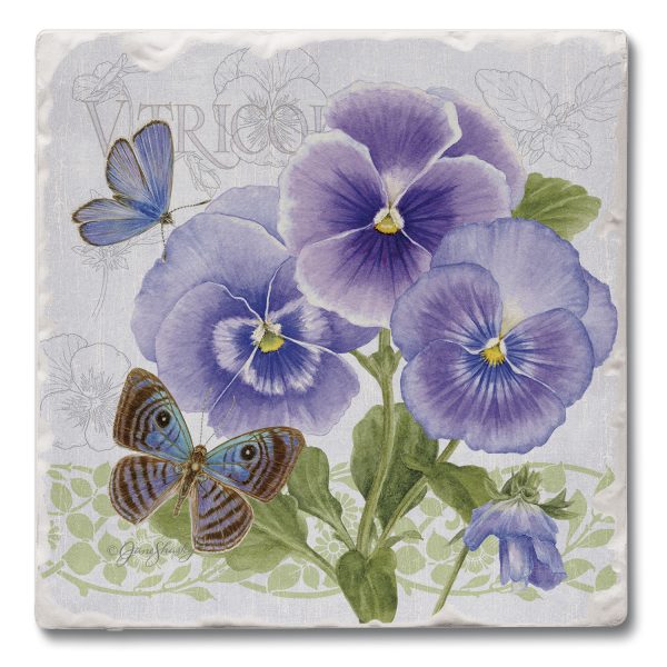 Purple Pansies Square Single Coaster