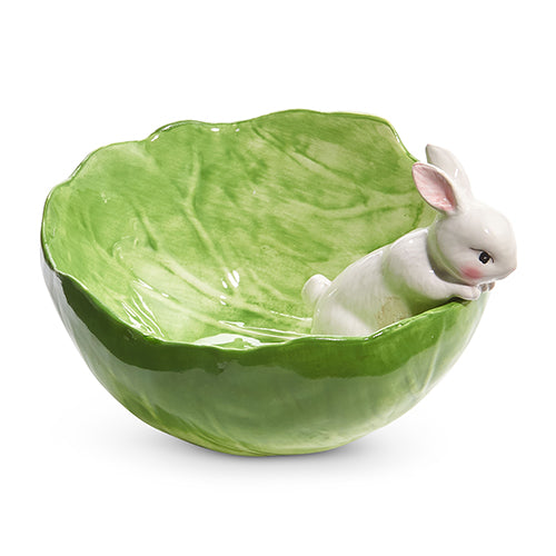 6" Green Cabbage Bunny Bowl - Thumbnail 2