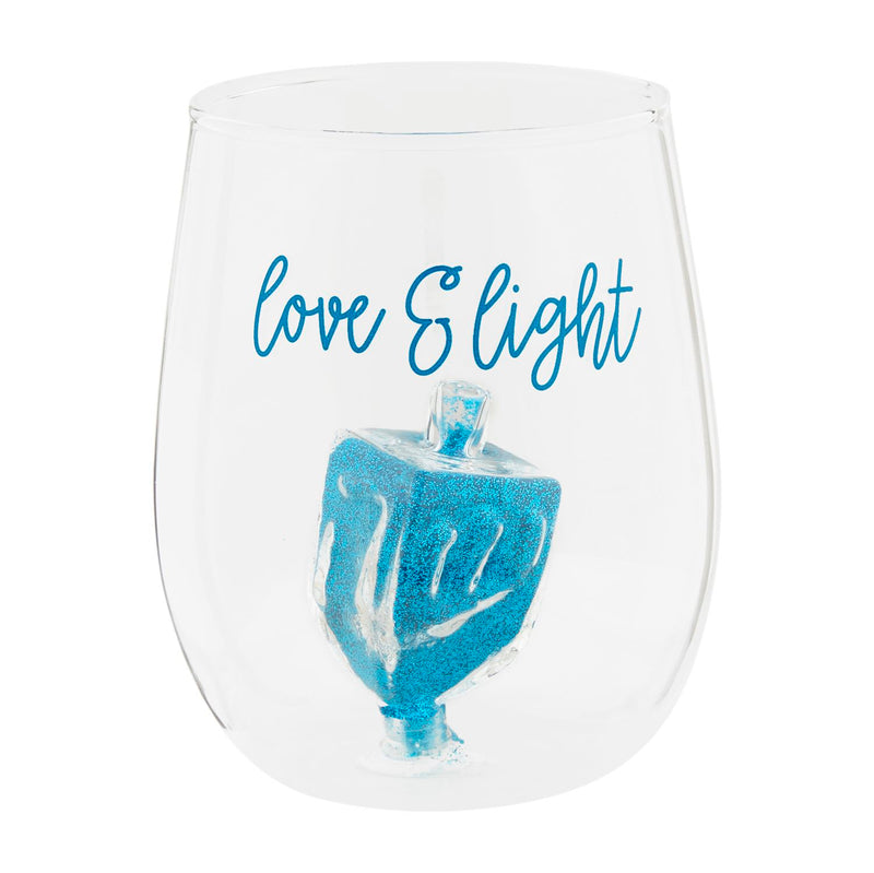 Love Hanukkah Wine Glass