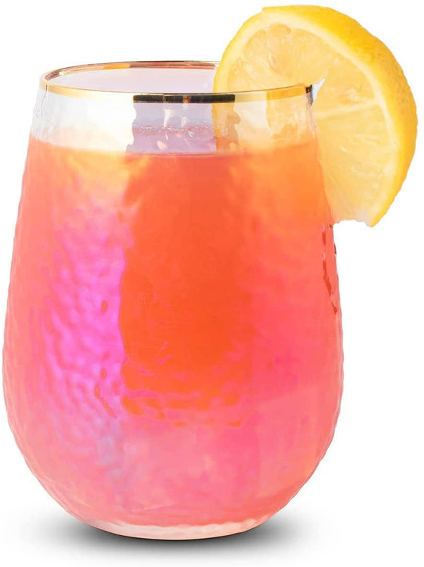 Lustered Iridescent Stemless Wine Glass-15oz