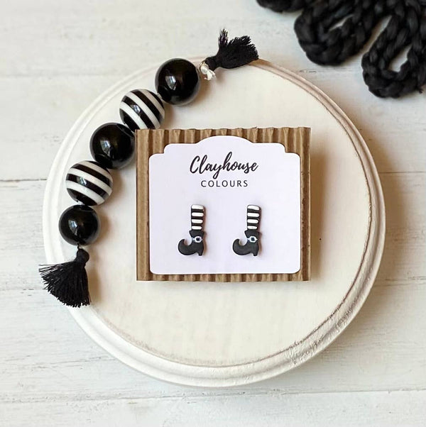 Halloween Clay Earrings: Witches Shoes Studs