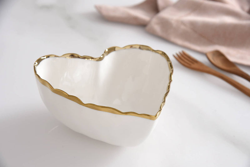 Portofino Heart Bowl - White & Gold