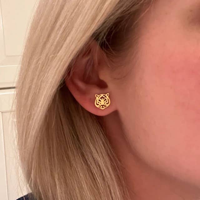 Tiger Gold Stud Earrings