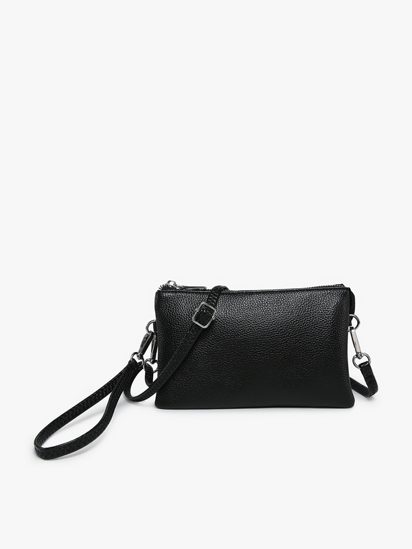Riley Monogrammable 3 Compartment Crossbody/Wristlet: Midnight Black