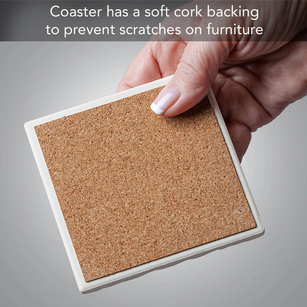 Grey Pink Flower Single Square Coaster
