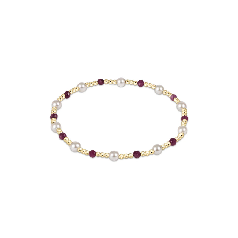Pearl Sincerity Pattern 4mm Bead Bracelet - Ruby