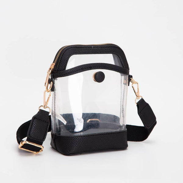 Game Day Stadium Button Style Clear Bags: Black