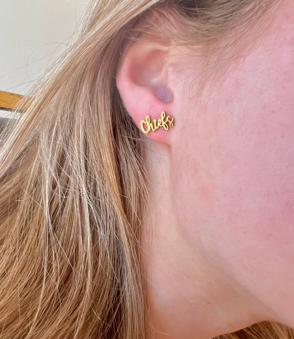 Chiefs Gold Stud Earrings