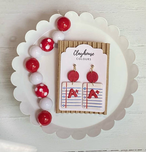 Teacher Earrings  | Back to School Earrings: Notebook A+