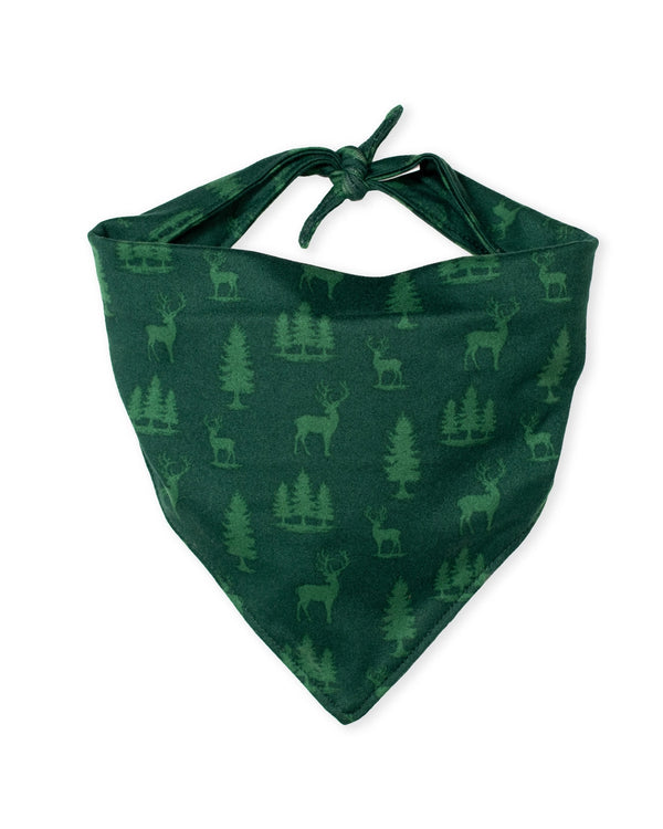 Woodsy Deer Dog Bandana   Green/Dark  Green